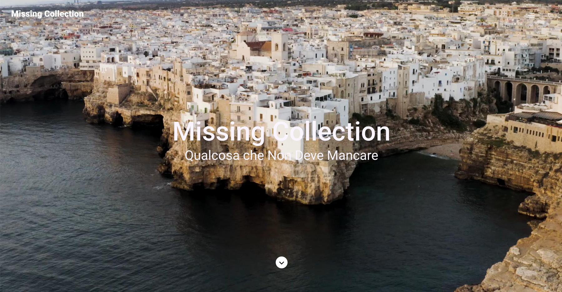 Sito web Missing Collection prima del restyling — progetto UI UX design